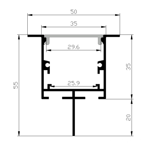 recessed Ceiling Anodized Linear profile For Strip Light